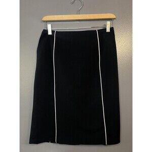Apostrophe Skirt Womens 10P Black White Trim Petite Pencil Office Work Wear